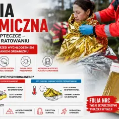 Folia NRC w apteczce to ratunek przed wychłodzeniem i przegrzaniem. Niezbędna w każdej sytuacji kryzysowej.