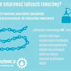 Czym smarować łańcuch w rowerze? Użyj specjalnego oleju do rowerów, nie smaruj olejem jadalnym, samochodowym, motocyklowym, wazelinowym, smarem stałym, grafitowym ani WD40.