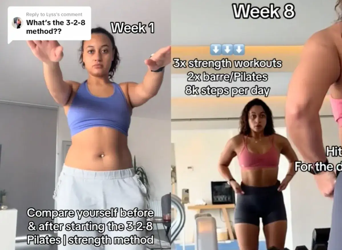 Porównanie sylwetki przed i po 8 tygodniach treningów 3x siłowe, 2x pilates i 8k kroków dziennie. Czy pilates odchudza? Tak!